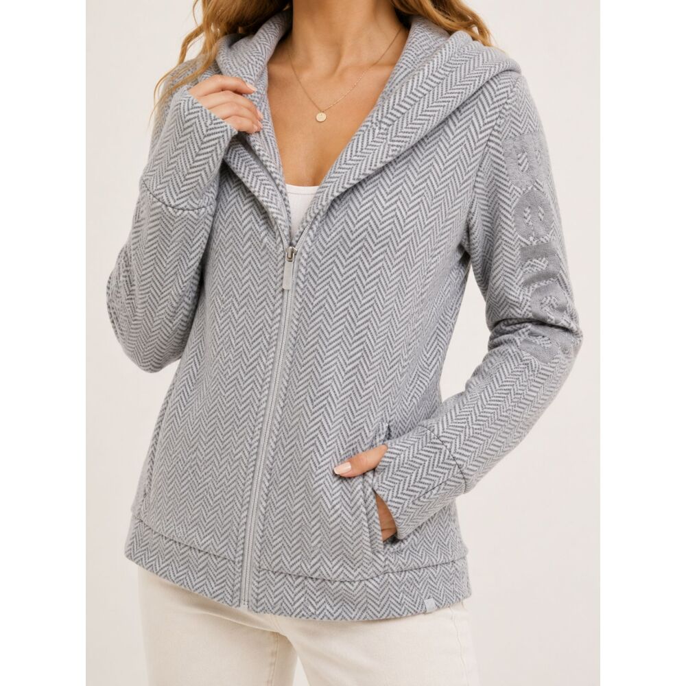 Bench Slinker II Womens M Gray Herringbone Fleece Hooded Jacket Thumbholes